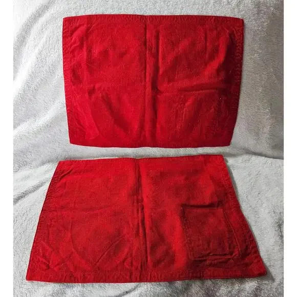(Set of 2) Germany Place Settings Mats Red Cloth 10X14" Embroidered Pocket - Picture 9 of 11